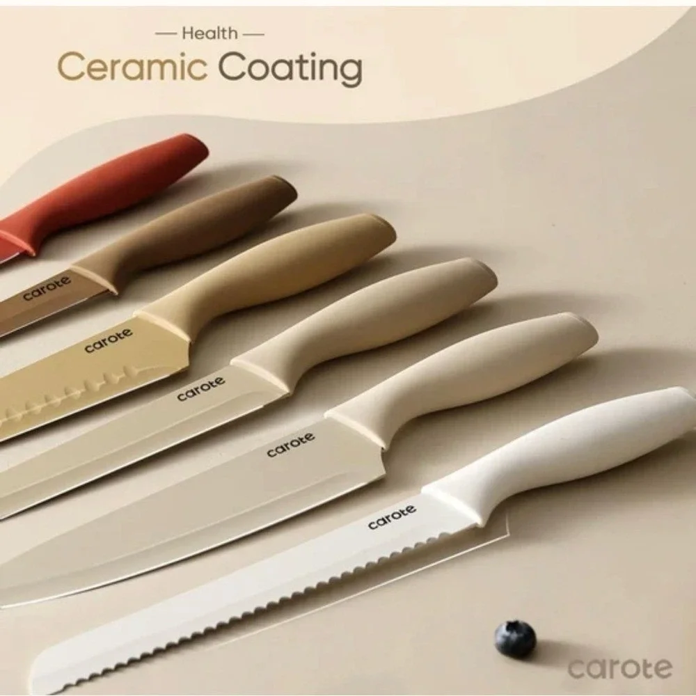 Carote Knife‎ Set 12 Piece Neutral Colors Stainless Steel Ceramic Coating Knives